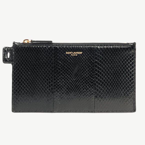 Saint Laurent Black Snakeskin Flat Wallet - Picture 1 of 10